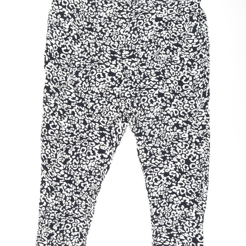 Marks and Spencer Womens Black Animal Print Viscose Trousers Size 22 L26 in Regular