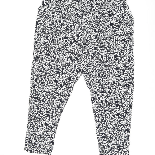 Marks and Spencer Womens Black Animal Print Viscose Trousers Size 22 L26 in Regular