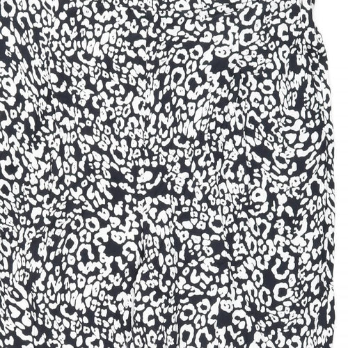 Marks and Spencer Womens Black Animal Print Viscose Trousers Size 22 L26 in Regular