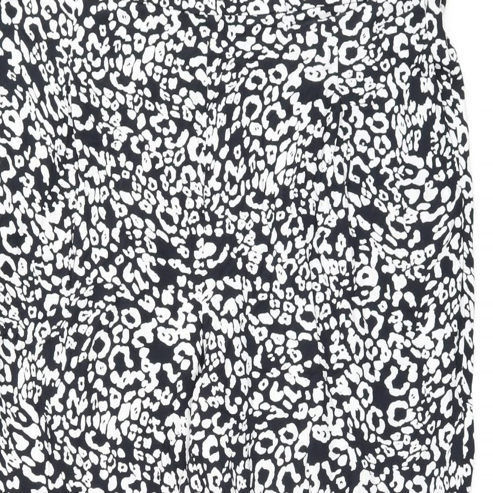 Marks and Spencer Womens Black Animal Print Viscose Trousers Size 22 L26 in Regular