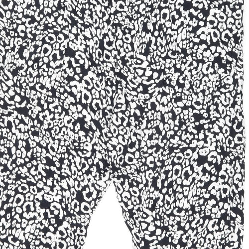 Marks and Spencer Womens Black Animal Print Viscose Trousers Size 22 L26 in Regular