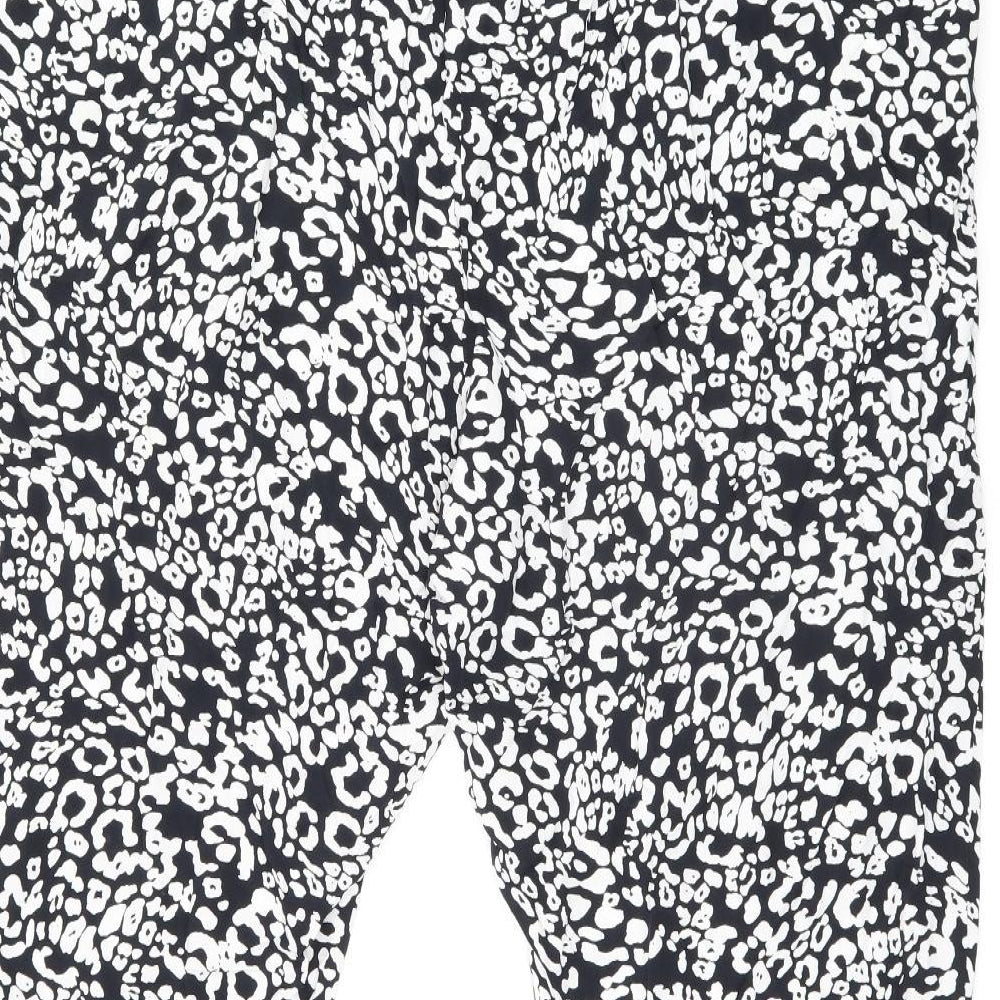 Marks and Spencer Womens Black Animal Print Viscose Trousers Size 22 L26 in Regular