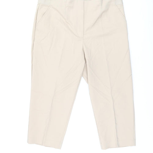 Marks and Spencer Womens Beige Cotton Trousers Size 20 L21.5 in Regular Zip