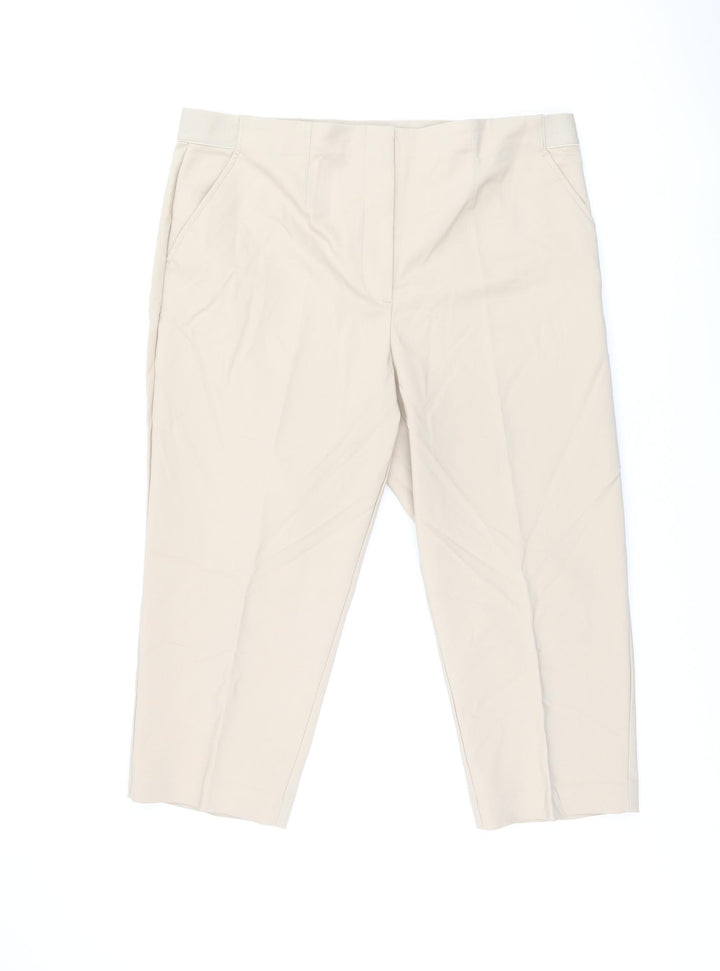 Marks and Spencer Womens Beige Cotton Trousers Size 20 L21.5 in Regular Zip
