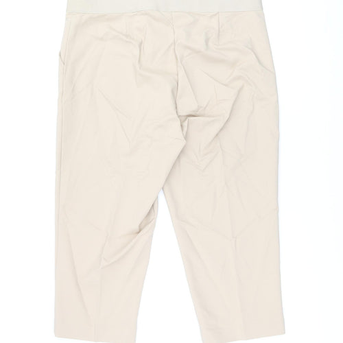 Marks and Spencer Womens Beige Cotton Trousers Size 20 L21.5 in Regular Zip