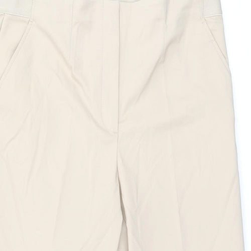 Marks and Spencer Womens Beige Cotton Trousers Size 20 L21.5 in Regular Zip