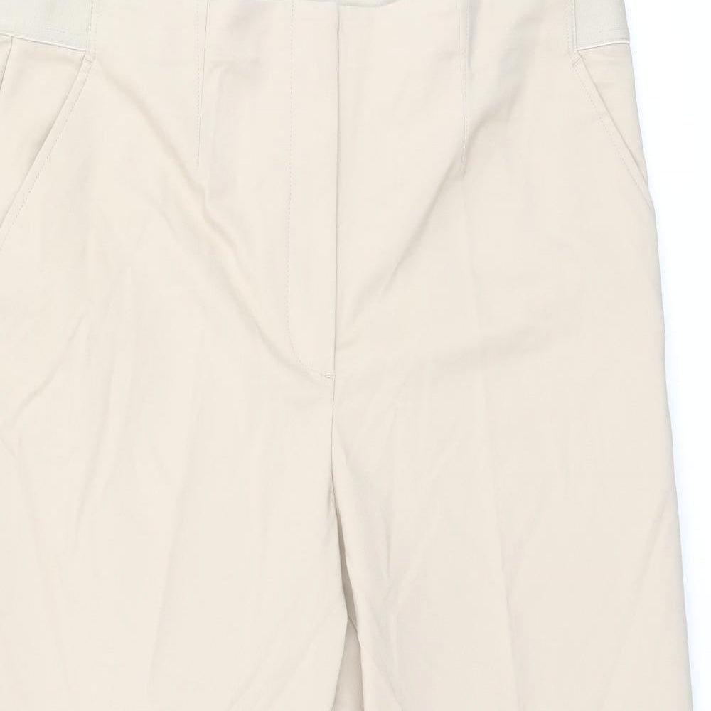 Marks and Spencer Womens Beige Cotton Trousers Size 20 L21.5 in Regular Zip