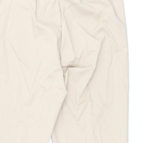 Marks and Spencer Womens Beige Cotton Trousers Size 20 L21.5 in Regular Zip