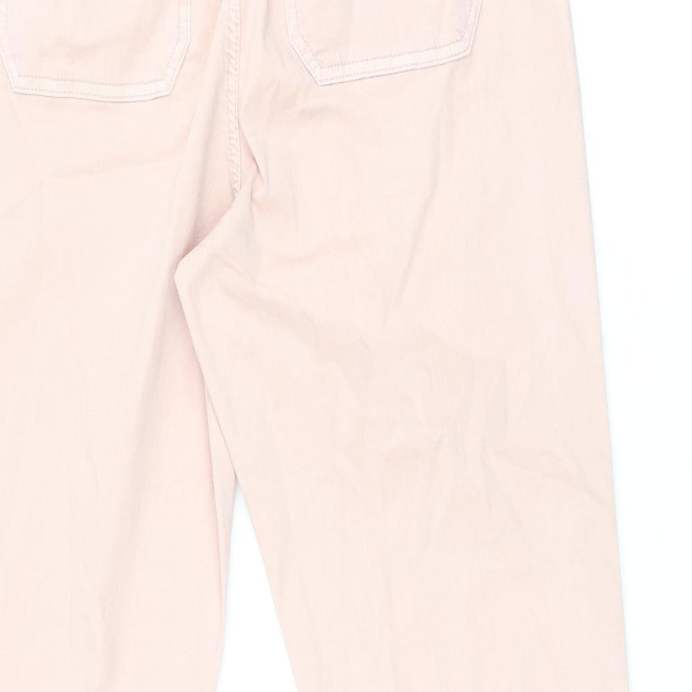 Marks and Spencer Womens Pink Cotton Tapered Jeans Size 16 L30.5 in Regular Zip