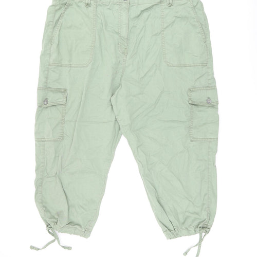 Marks and Spencer Womens Green Lyocell Cargo Trousers Size 24 L22 in Regular Zip