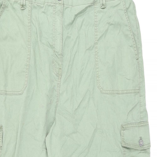 Marks and Spencer Womens Green Lyocell Cargo Trousers Size 24 L22 in Regular Zip