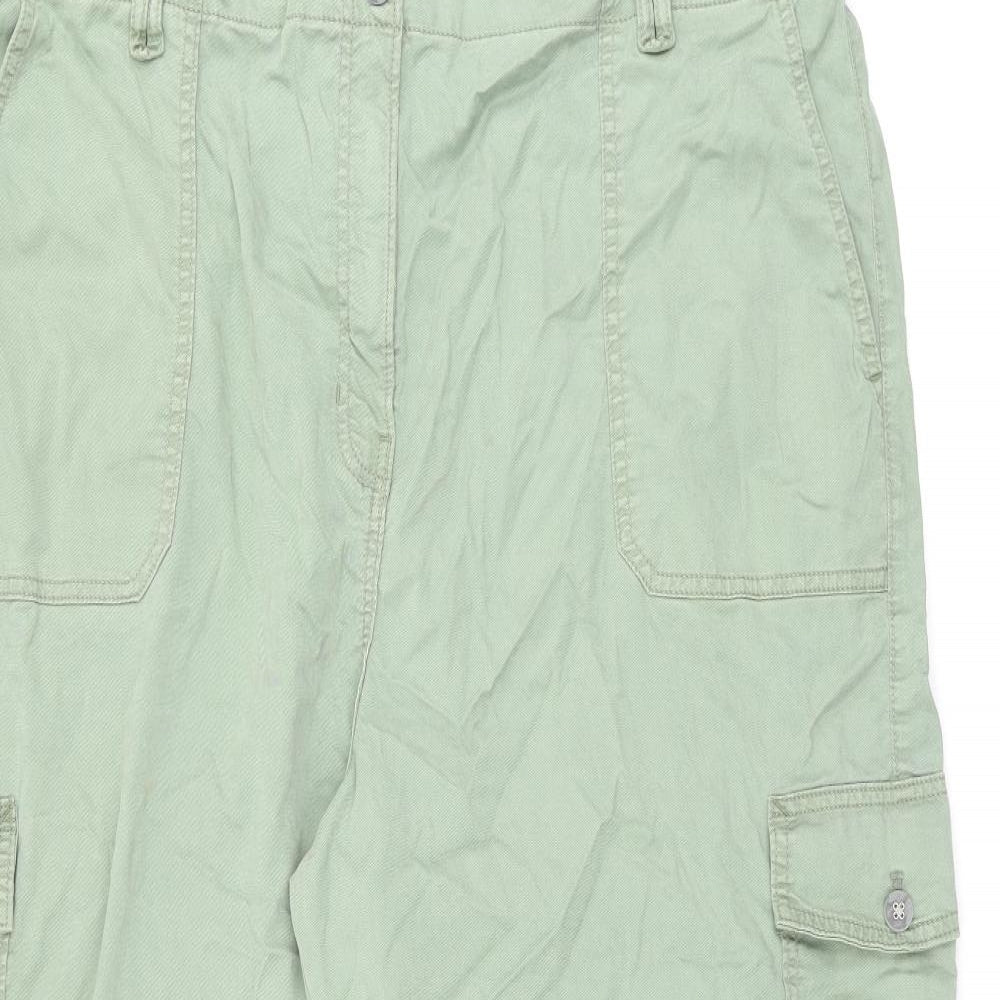 Marks and Spencer Womens Green Lyocell Cargo Trousers Size 24 L22 in Regular Zip