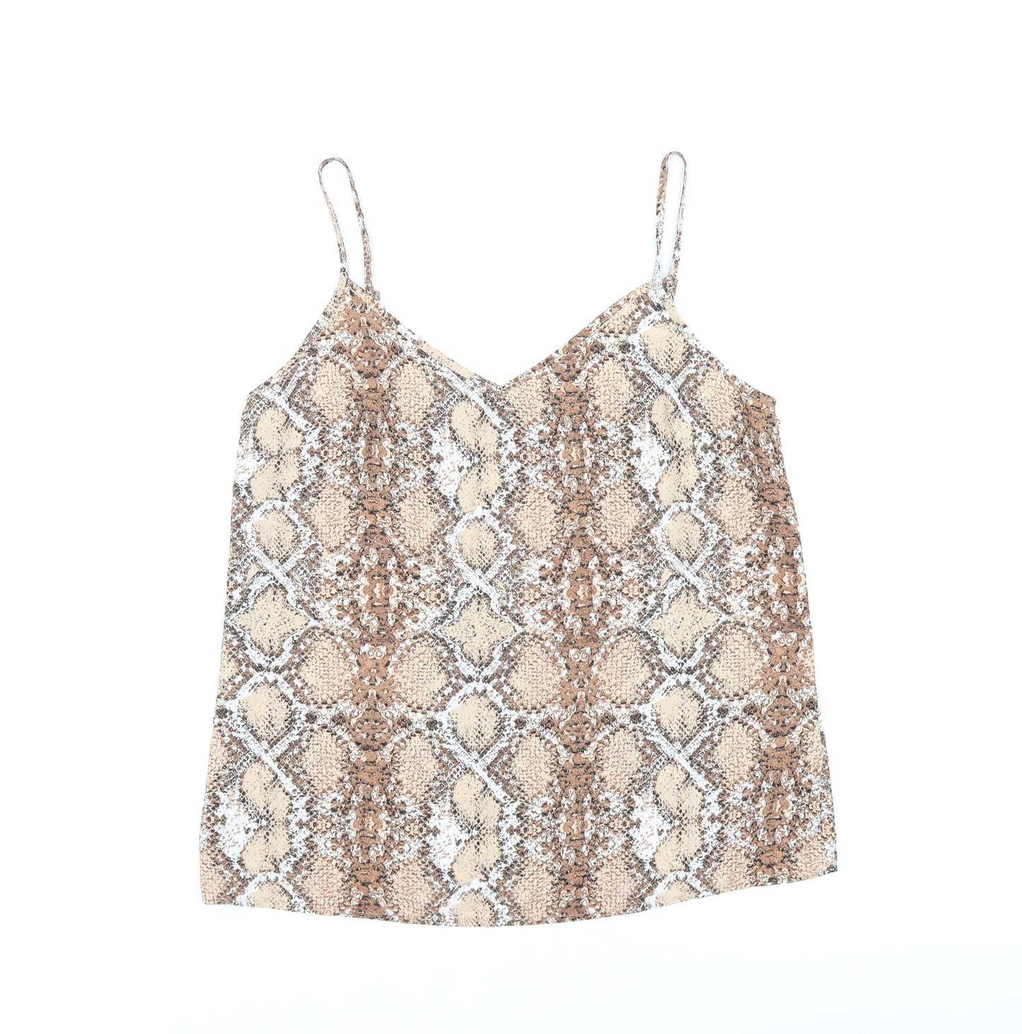 Marks and Spencer Womens Brown Animal Print Polyester Camisole T-Shirt Size 12 V-Neck - Snake Print