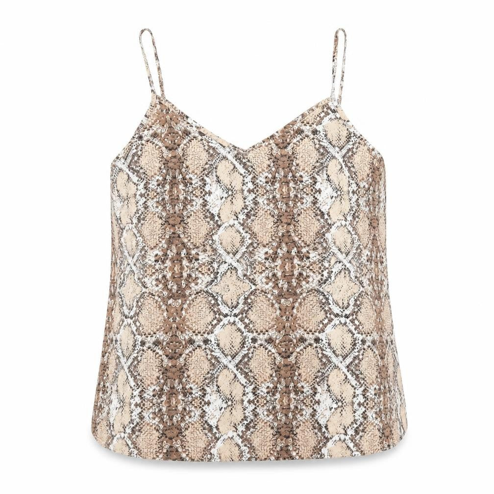 Marks and Spencer Womens Brown Animal Print Polyester Camisole T-Shirt Size 12 V-Neck - Snake Print