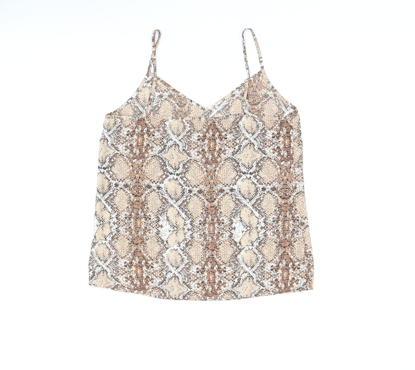 Marks and Spencer Womens Brown Animal Print Polyester Camisole T-Shirt Size 12 V-Neck - Snake Print