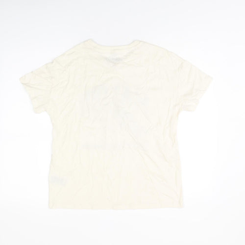 Marks and Spencer Girls Ivory Cotton Basic T-Shirt Size 13-14 Years Round Neck Pullover - Malibu. Dolphin Print