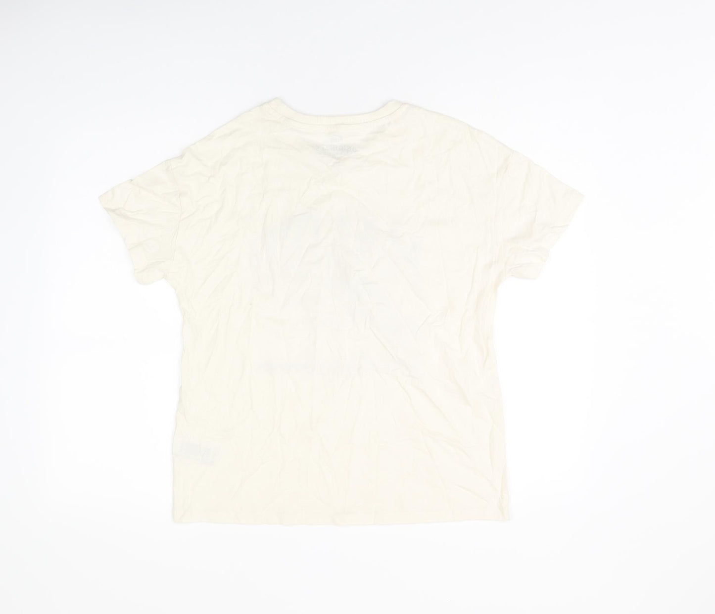 Marks and Spencer Girls Ivory Cotton Basic T-Shirt Size 13-14 Years Round Neck Pullover - Malibu. Dolphin Print