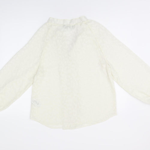Marks and Spencer Womens Ivory Geometric Polyester Basic Blouse Size 8 V-Neck