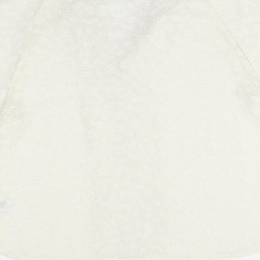 Marks and Spencer Womens Ivory Geometric Polyester Basic Blouse Size 8 V-Neck