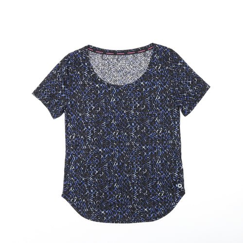 Goodmove Womens Blue Geometric Polyester Basic T-Shirt Size 6 Round Neck Pullover