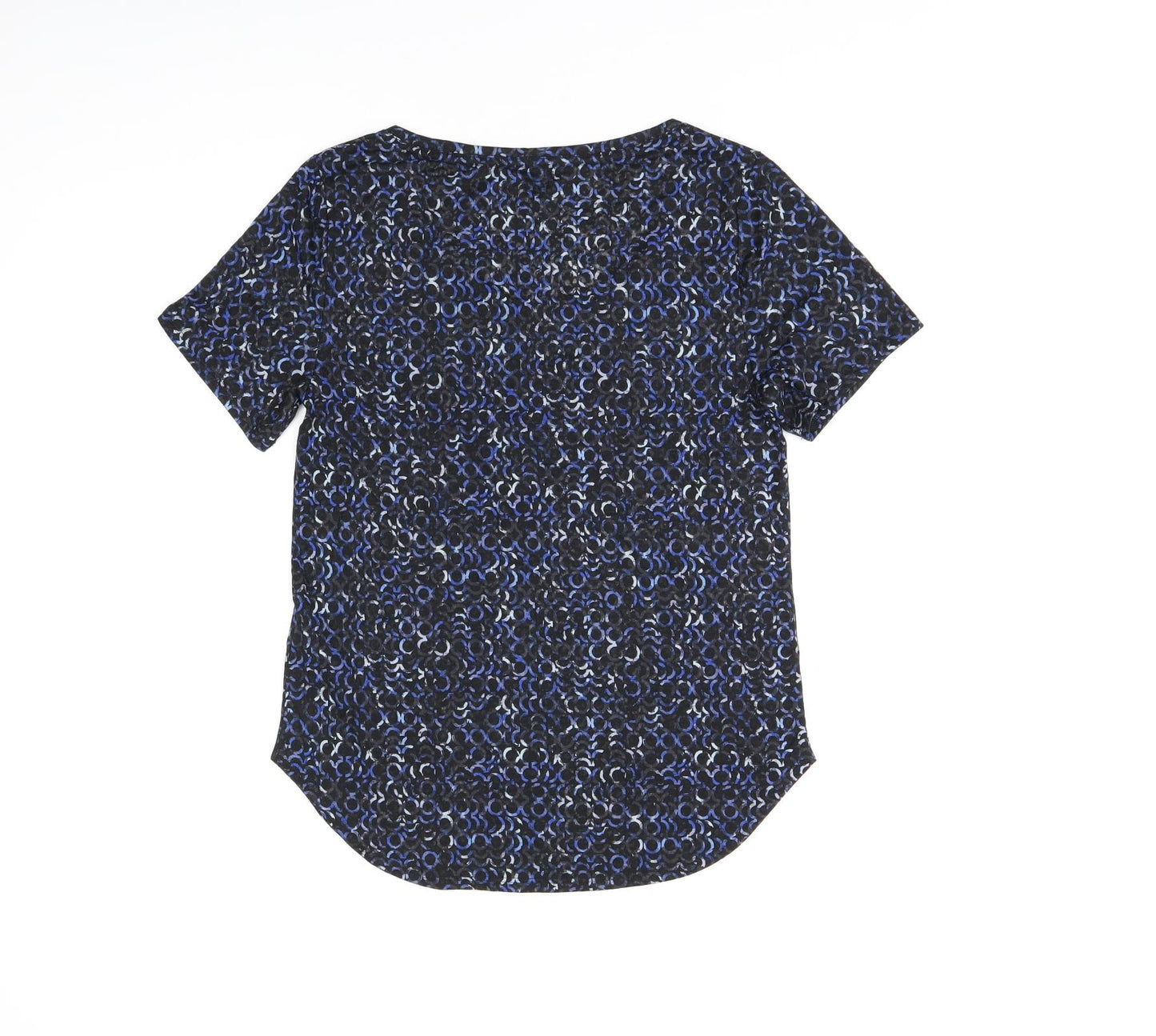 Goodmove Womens Blue Geometric Polyester Basic T-Shirt Size 6 Round Neck Pullover