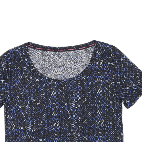 Goodmove Womens Blue Geometric Polyester Basic T-Shirt Size 6 Round Neck Pullover