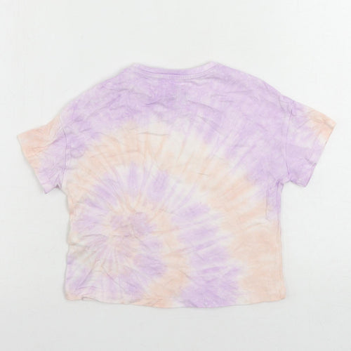 Marks and Spencer Girls Purple Cotton Pullover T-Shirt Size 4-5 Years Crew Neck Pullover - Tie Dye