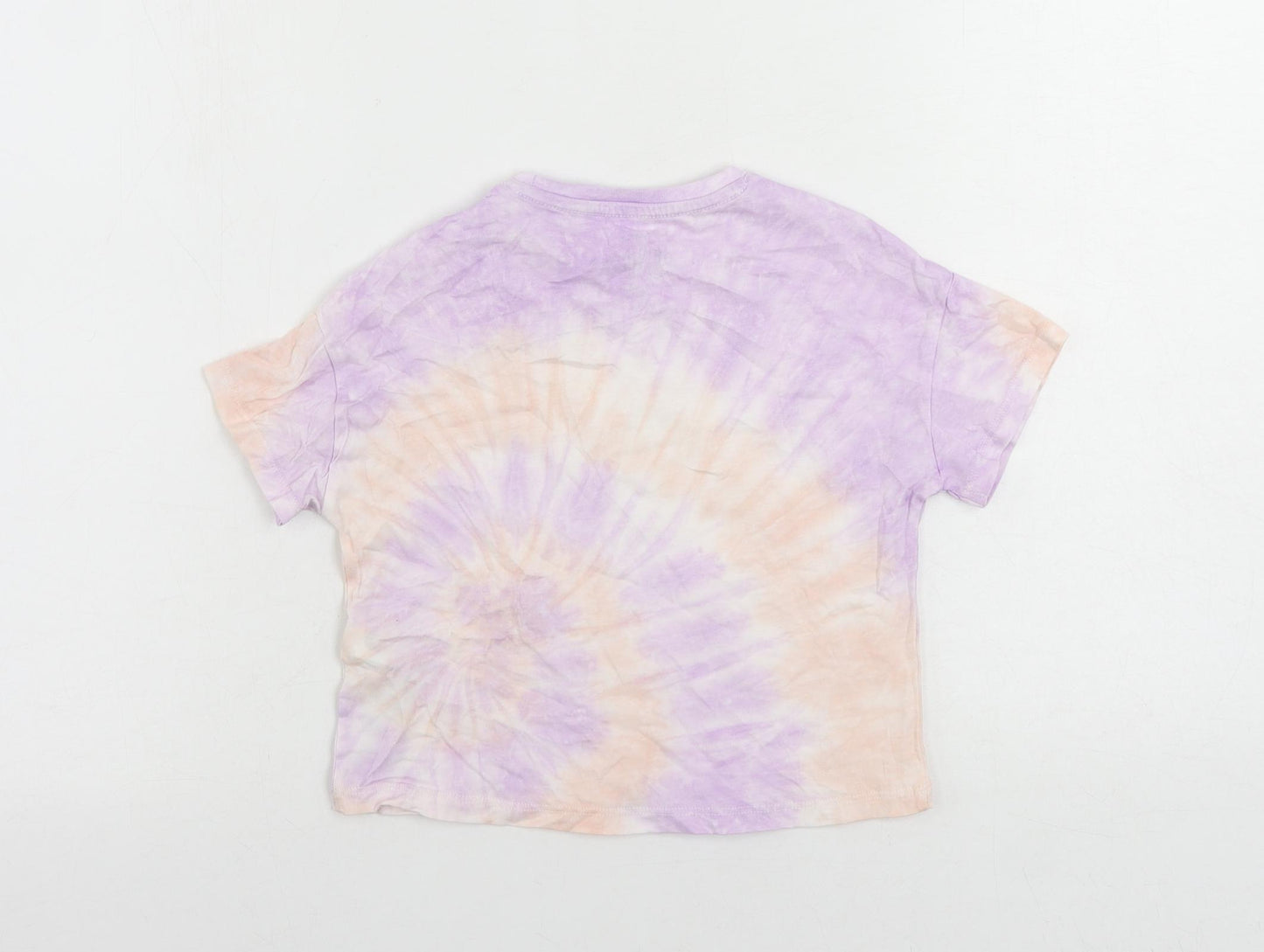 Marks and Spencer Girls Purple Cotton Pullover T-Shirt Size 4-5 Years Crew Neck Pullover - Tie Dye