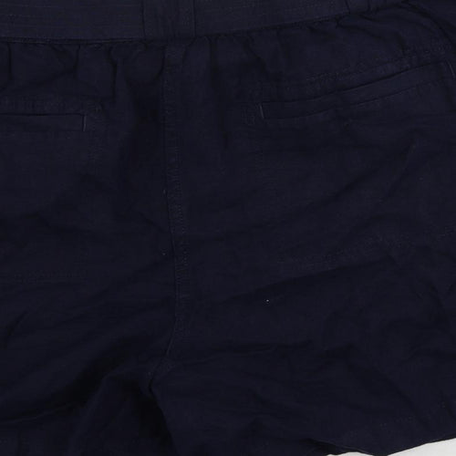 Marks and Spencer Womens Blue Linen Basic Shorts Size 20 L5 in Regular Zip - Belted