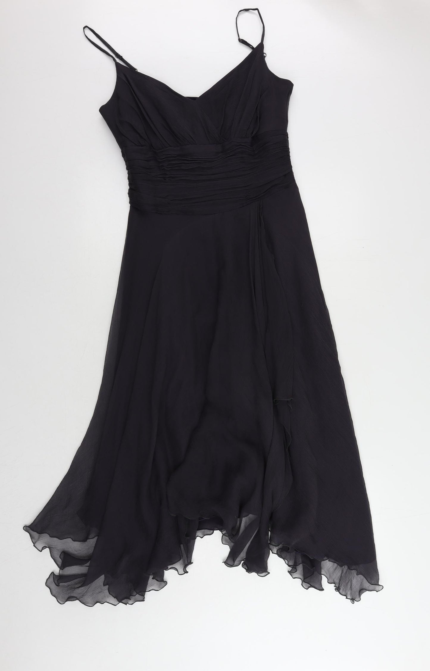 Monsoon Womens Blue Silk Fit & Flare Size 10 V-Neck Zip - Lined