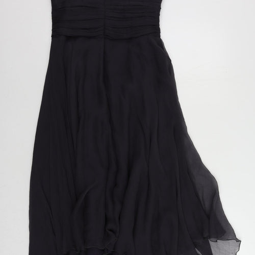 Monsoon Womens Blue Silk Fit & Flare Size 10 V-Neck Zip - Lined