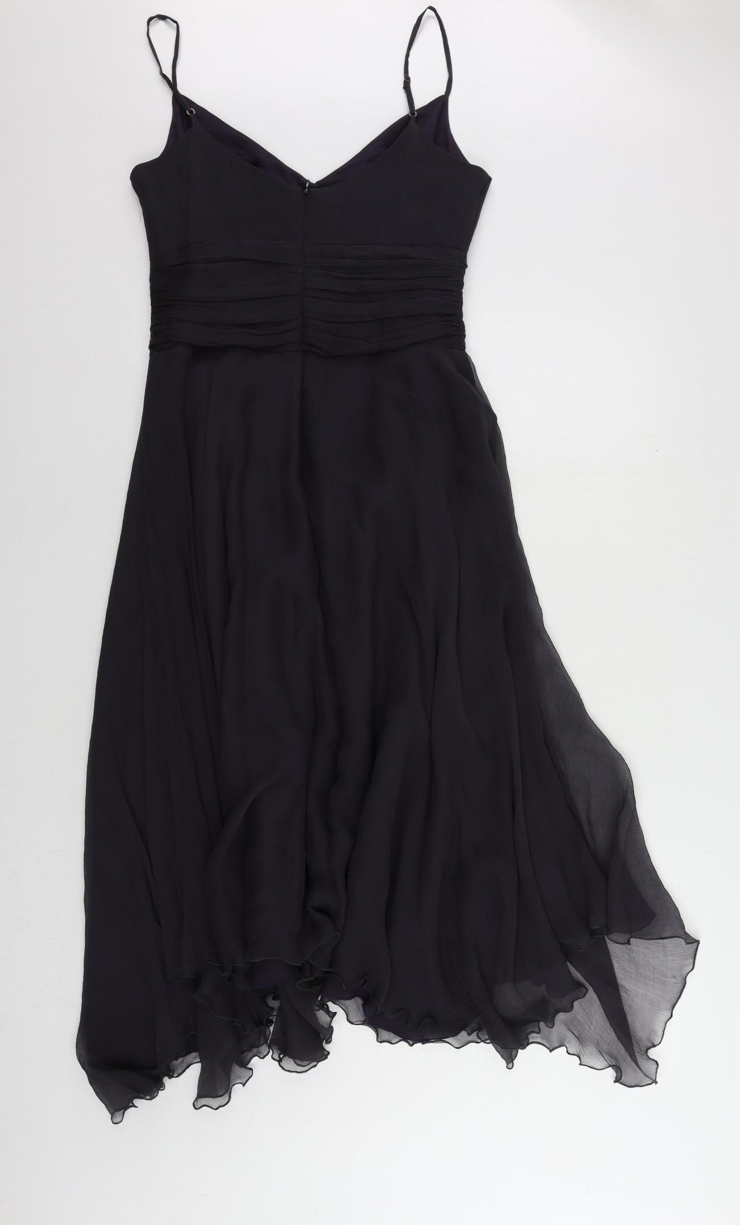 Monsoon Womens Blue Silk Fit & Flare Size 10 V-Neck Zip - Lined