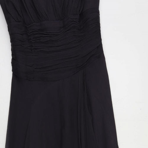 Monsoon Womens Blue Silk Fit & Flare Size 10 V-Neck Zip - Lined