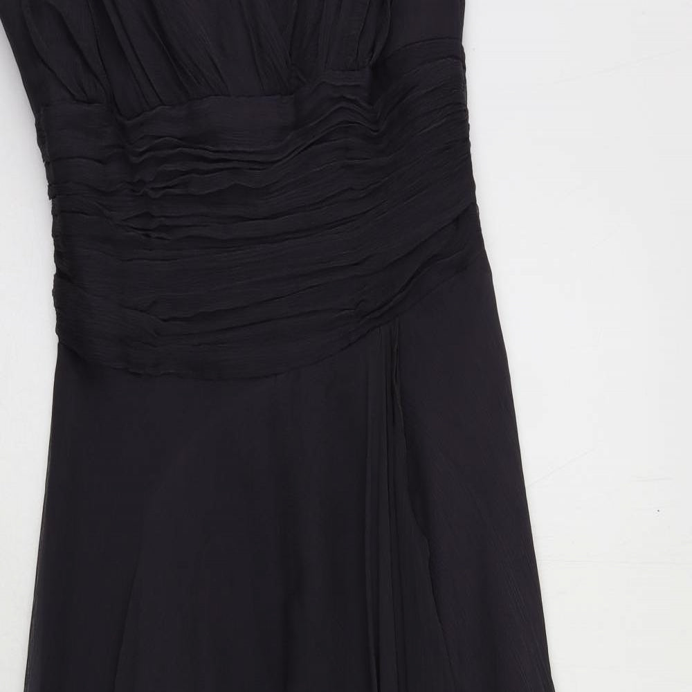 Monsoon Womens Blue Silk Fit & Flare Size 10 V-Neck Zip - Lined