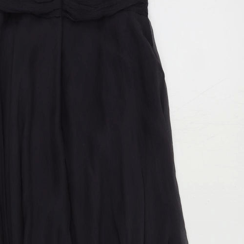 Monsoon Womens Blue Silk Fit & Flare Size 10 V-Neck Zip - Lined