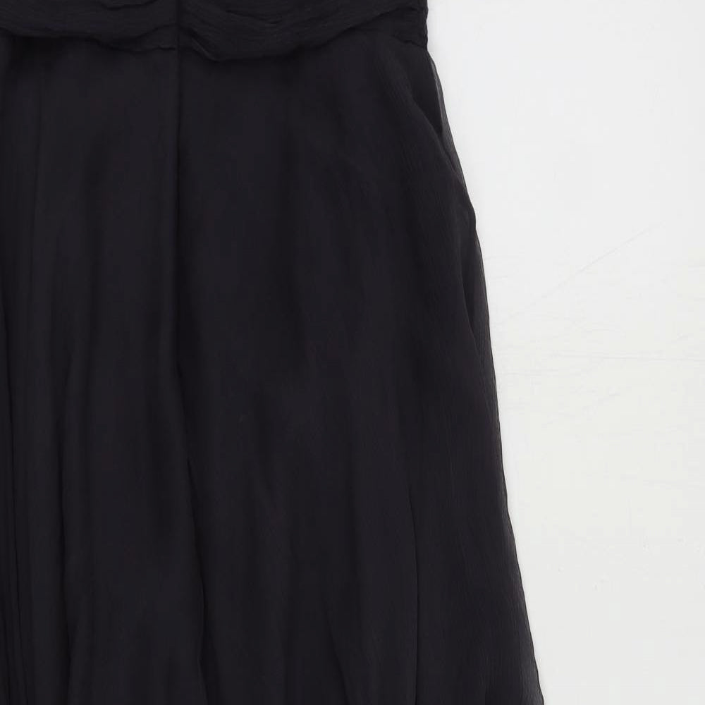 Monsoon Womens Blue Silk Fit & Flare Size 10 V-Neck Zip - Lined