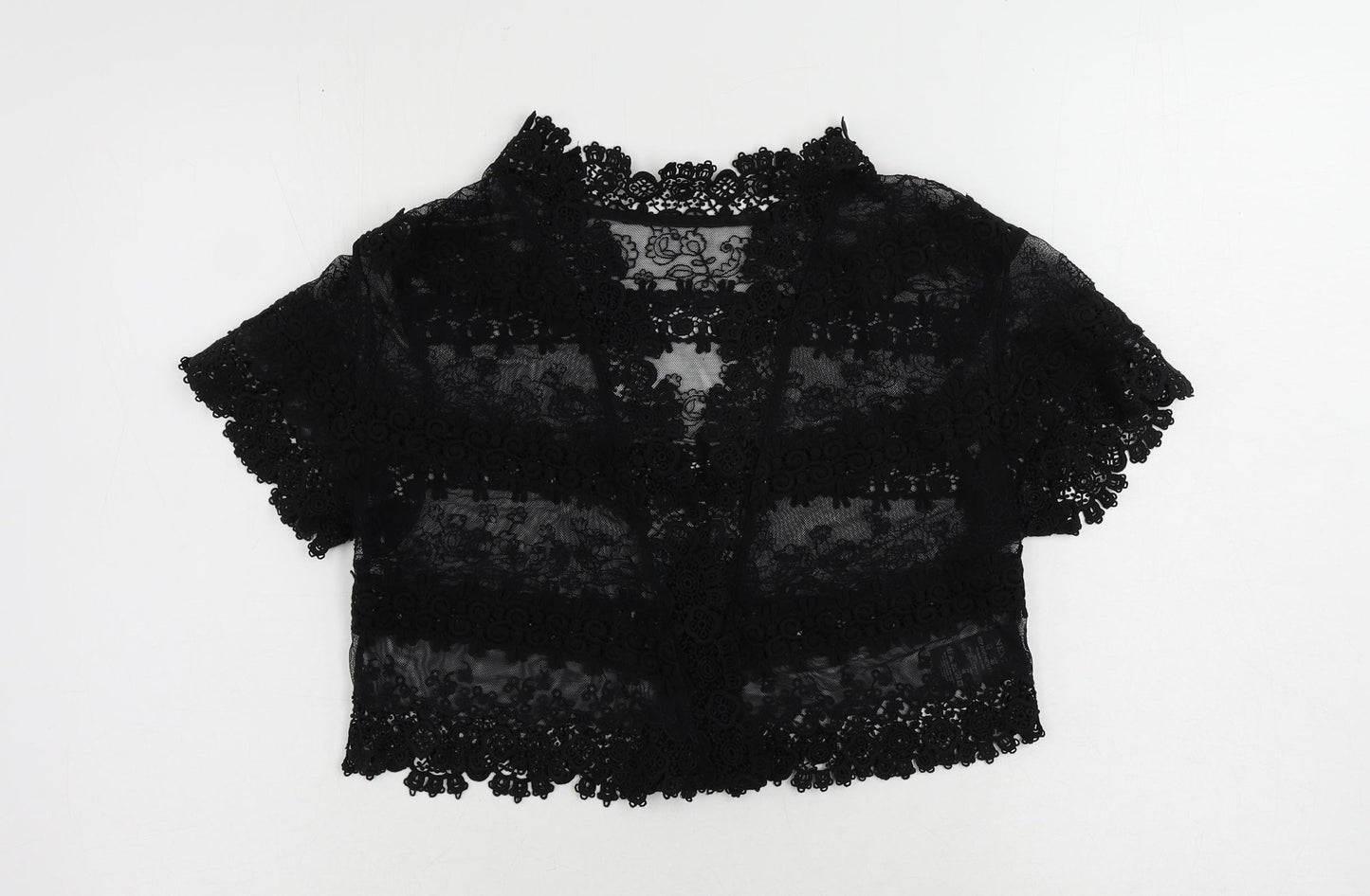 NEXT Womens Black Cotton Kimono Blouse Size 12 V-Neck - Open