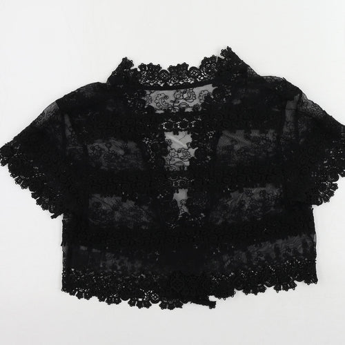 NEXT Womens Black Cotton Kimono Blouse Size 12 V-Neck - Open