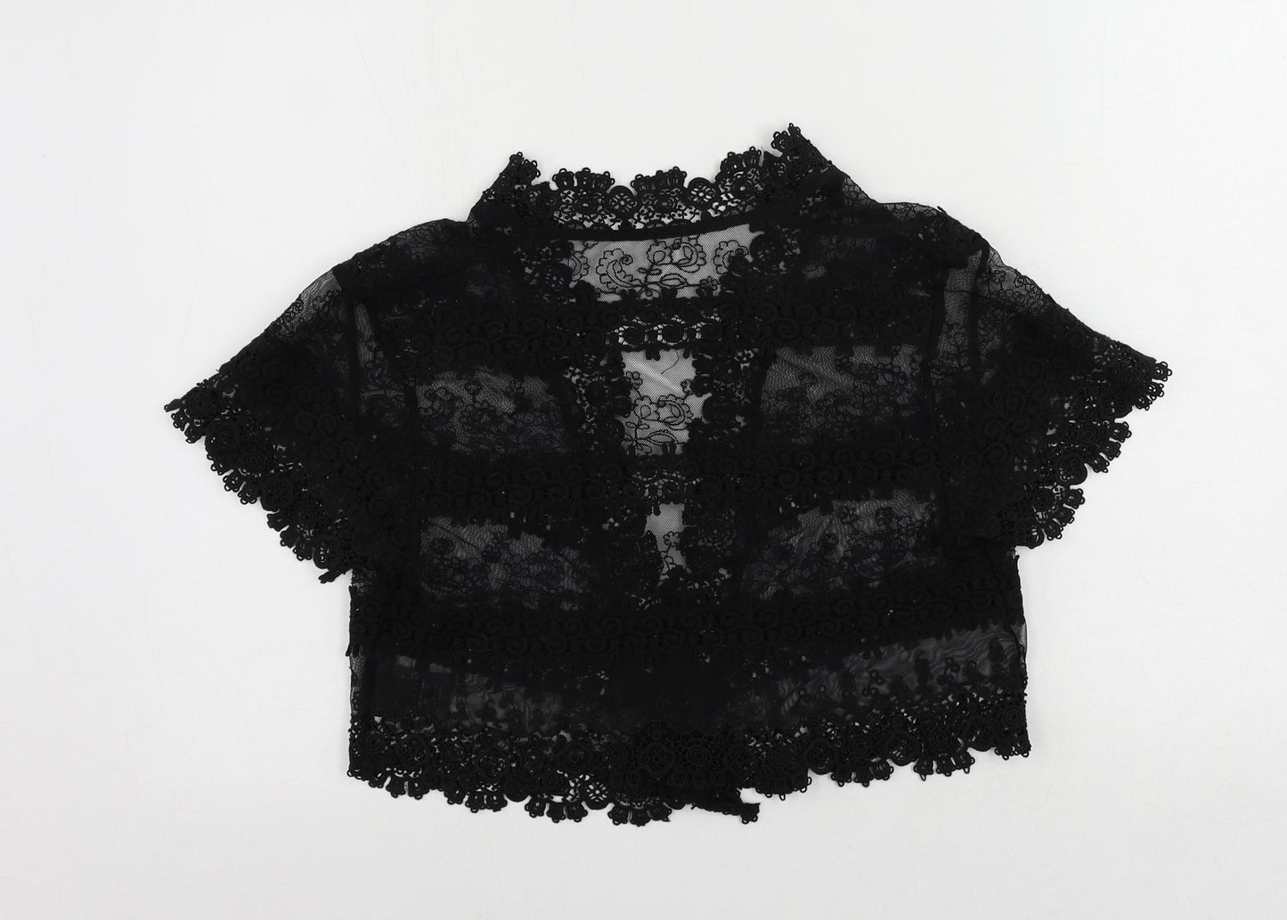 NEXT Womens Black Cotton Kimono Blouse Size 12 V-Neck - Open