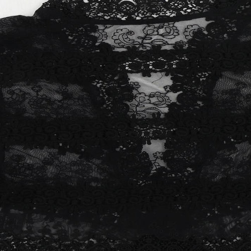 NEXT Womens Black Cotton Kimono Blouse Size 12 V-Neck - Open