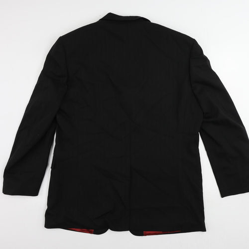 Lino Verra Mens Black Striped Polyester Jacket Suit Jacket Size 46 Regular