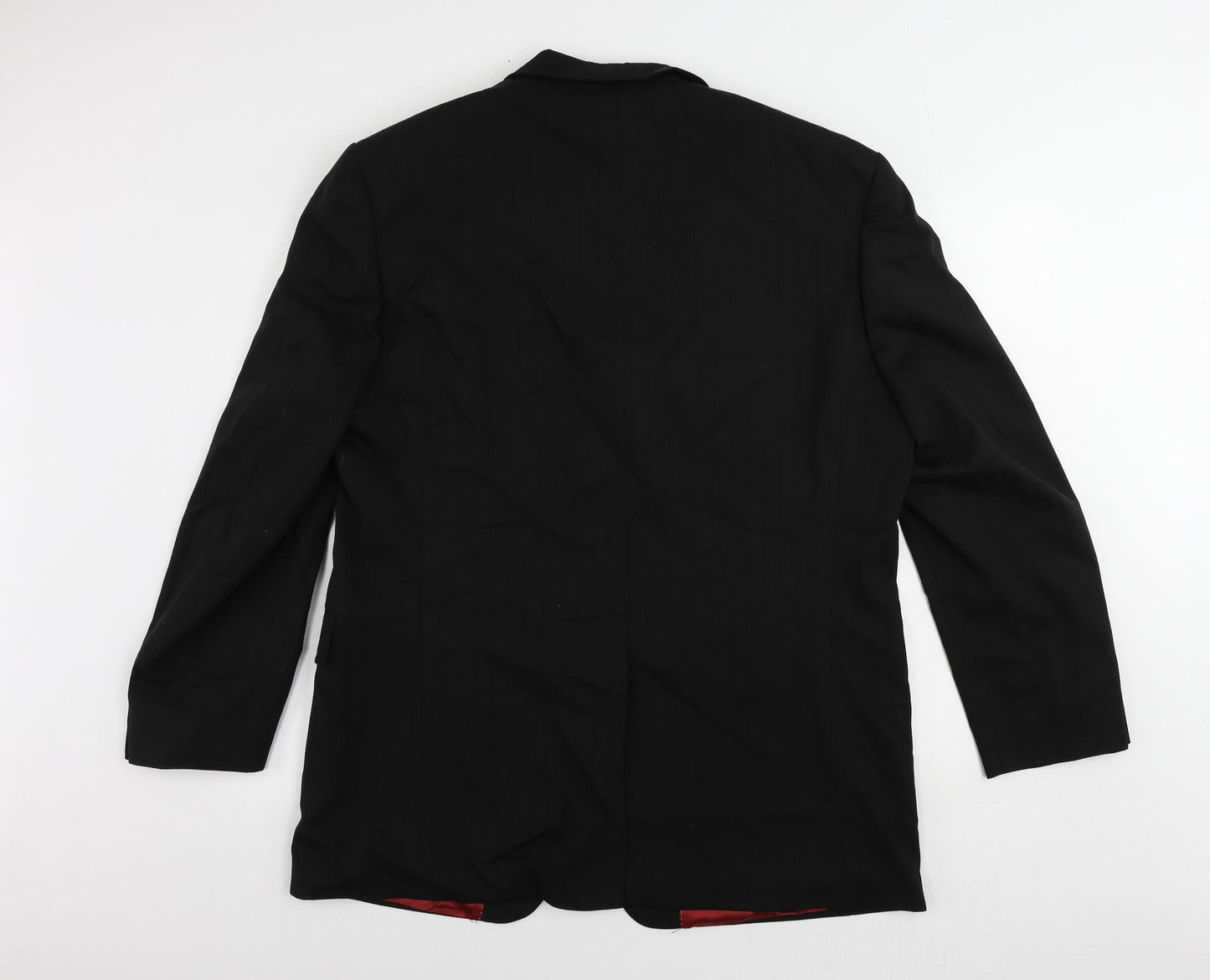 Lino Verra Mens Black Striped Polyester Jacket Suit Jacket Size 46 Regular