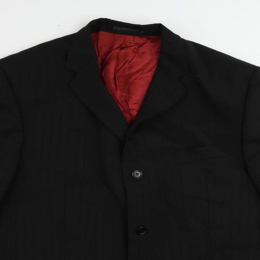 Lino Verra Mens Black Striped Polyester Jacket Suit Jacket Size 46 Regular
