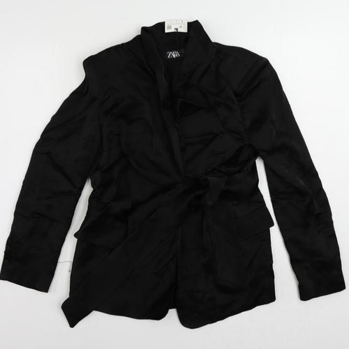 Zara Womens Black Jacket Blazer Size L Button