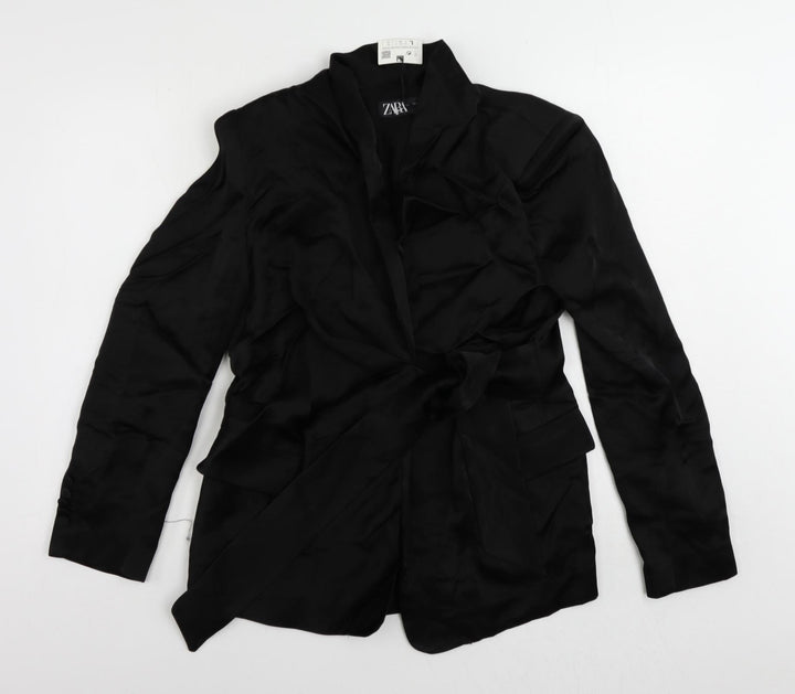 Zara Womens Black Jacket Blazer Size L Button