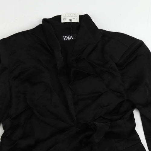 Zara Womens Black Jacket Blazer Size L Button