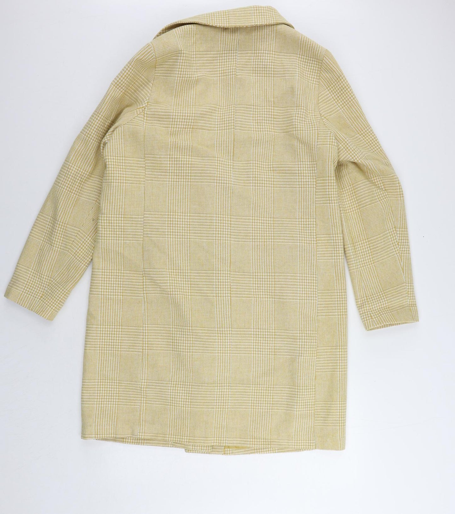 New Look Womens Yellow Plaid Overcoat Coat Size 14 Button