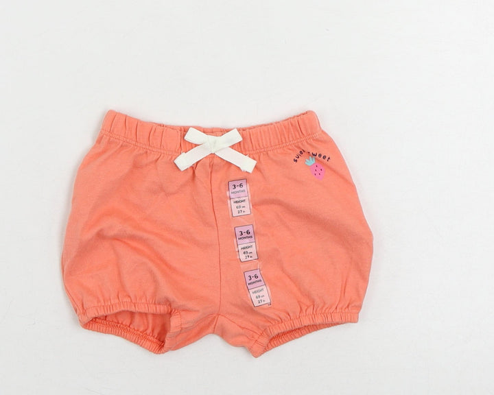 Marks and Spencer Baby Pink Cotton Cropped Trousers Size 3-6 Months Drawstring