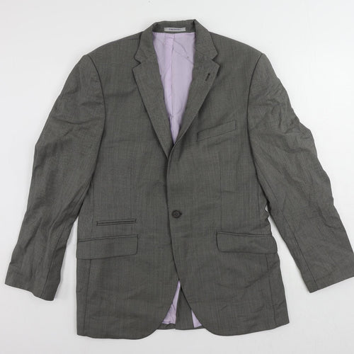 REDA Mens Grey Geometric Wool Jacket Suit Jacket Size 42 Regular