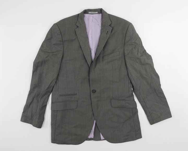 REDA Mens Grey Geometric Wool Jacket Suit Jacket Size 42 Regular